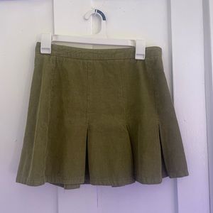 green corduroy pleated skirt